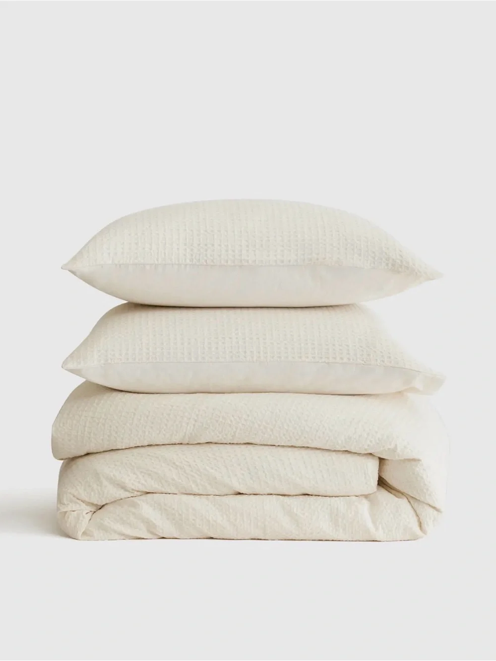 Quince Organic Luxe Honeycomb Duvet Cover Set Full/Queen Undyed
